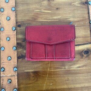 Vintage Fossil Red Leather Wallet